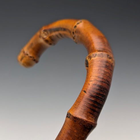 アンティーク 紳士用 バンブー 曲がりハンドルステッキ 杖 87cm