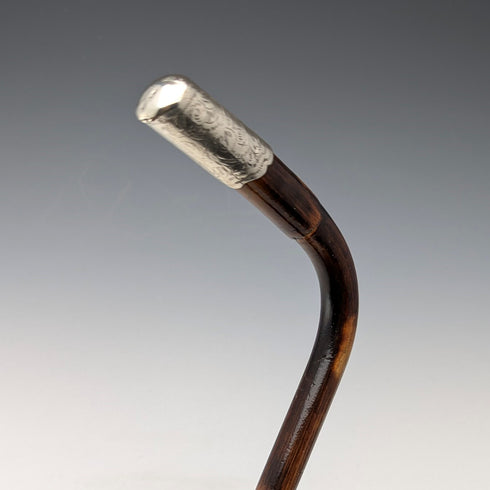 1901年 英国アンティーク レディース用 純銀装飾 L字ハンドル ステッキ 杖 90cm