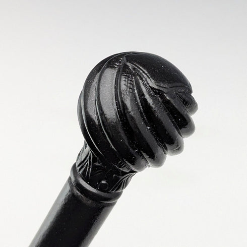 アンティーク 紳士用 ガドルーン彫刻 丸ハンドル ステッキ 杖 88cm