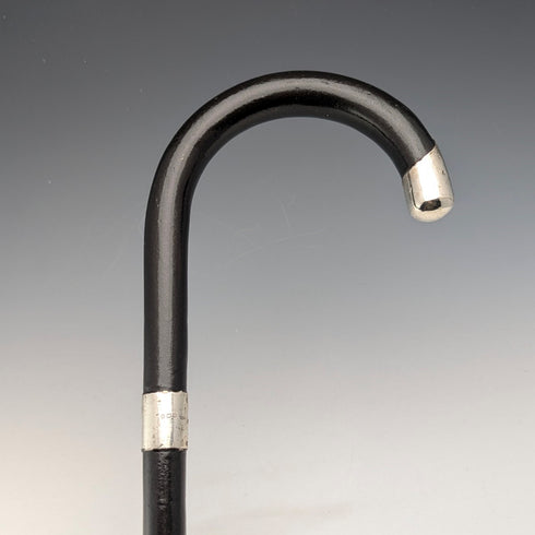 1933年 英国ヴィンテージ 紳士用 純銀装飾 曲がりハンドル ステッキ 杖 82cm