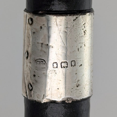 1933年 英国ヴィンテージ 紳士用 純銀装飾 曲がりハンドル ステッキ 杖 82cm