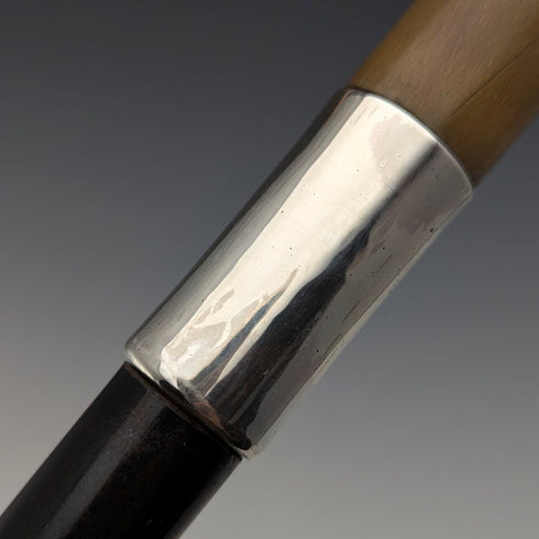 ヴィンテージ 紳士用 純銀装飾 曲がりホーンハンドル ステッキ 杖 86cm