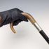 Vintage Gentleman's Sterling Silver Decorated Curved Horn Handle Walking Stick 86cm