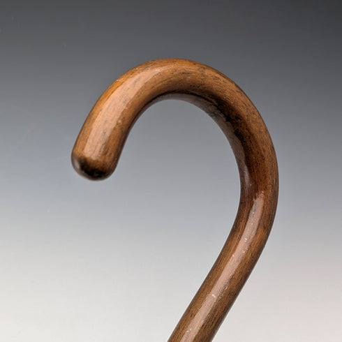 1918年 英国アンティーク 紳士用 浮彫純銀装飾 曲がりハンドル ステッキ 杖 91cm