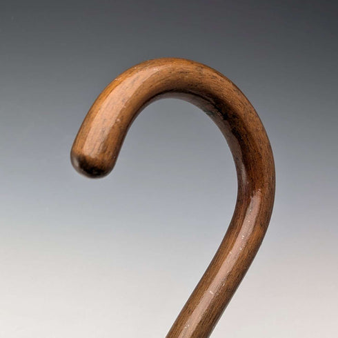 1918 British antique gentleman's walking stick, 91cm, embossed pure silver decoration, curved handle