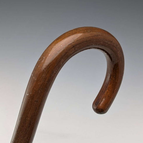 1918 British antique gentleman's walking stick, 91cm, embossed pure silver decoration, curved handle