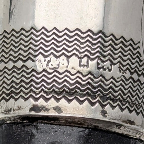 1910年頃 英国アンティーク 紳士用 純銀装飾 ホーンハンドル ステッキ 杖 91cm