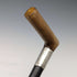 1897 British antique gentleman's pure silver decorated L-shaped horn handle walking stick 83cm