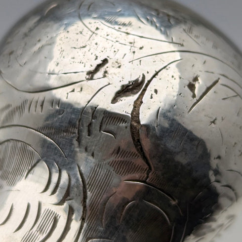 1923年 英国アンティーク 紳士用 純銀製 丸ハンドル ステッキ 杖 88cm