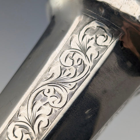 1925年 英国ヴィンテージ 紳士用 純銀製 丸ハンドル ステッキ 杖 84cm