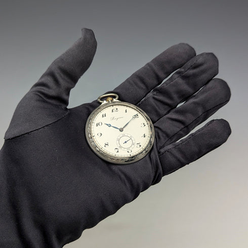 Circa 1925 Vintage Longines Pocket Watch Thin Niello Case Cal18.79N In good working order