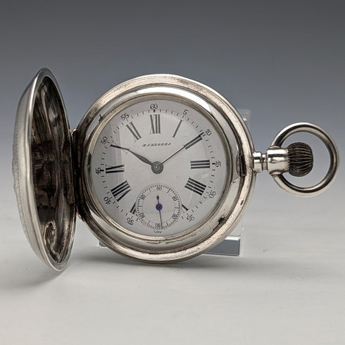 Antique Billodes/Zenith pocket watch, circa 1913, engraved silver side hunter case, in working condition