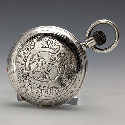 Antique Billodes/Zenith pocket watch, circa 1913, engraved silver side hunter case, in working condition