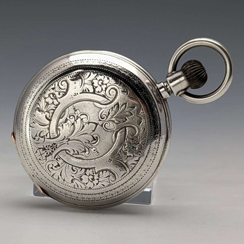 1913年頃 アンティーク Billodes/ゼニス 懐中時計 彫刻銀側ハンターケース 動作品
