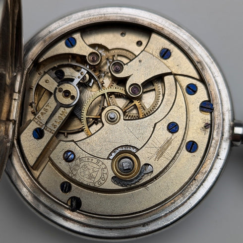 Antique Billodes/Zenith pocket watch, circa 1913, engraved silver side hunter case, in working condition