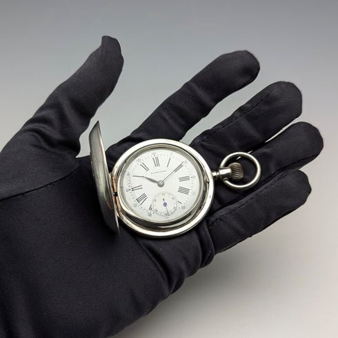 Antique Billodes/Zenith pocket watch, circa 1913, engraved silver side hunter case, in working condition