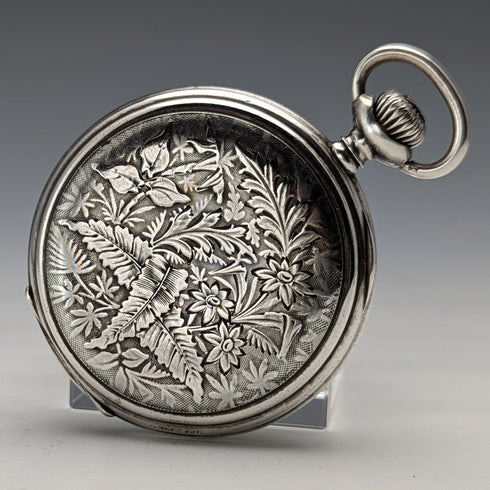 Circa 1930 Vintage Zenith Pocket Watch with Fine Engraving and Silver Side Hunter Case, in Good Working Condition