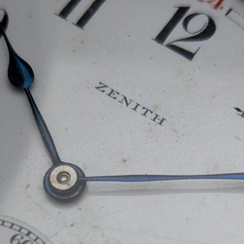 Circa 1930 Vintage Zenith Pocket Watch with Fine Engraving and Silver Side Hunter Case, in Good Working Condition