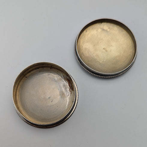 1942 British Vintage Blue Guilloche Enamel Sterling Silver Pill Case Cohen & Charles