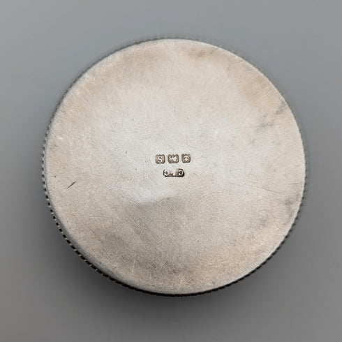 1942 British Vintage Blue Guilloche Enamel Sterling Silver Pill Case Cohen & Charles