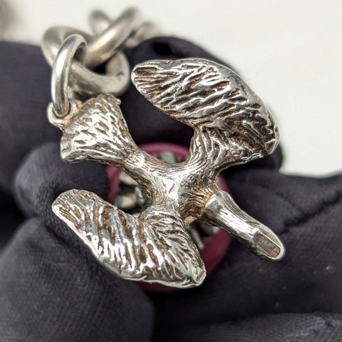 1900年頃 英国アンティーク 純銀製アルバートチェーン 46g 純銀イーグル&天然石フォブ