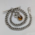 Circa 1920 British antique sterling silver Albert chain 30g claw and bowl fob