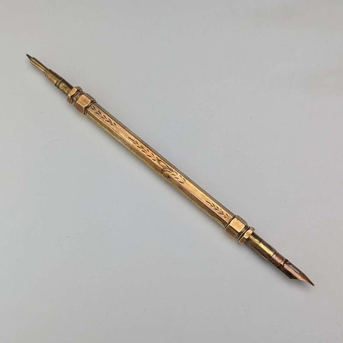 1900年頃 アンティーク 金張り 伸縮式 ペンシル&つけペン