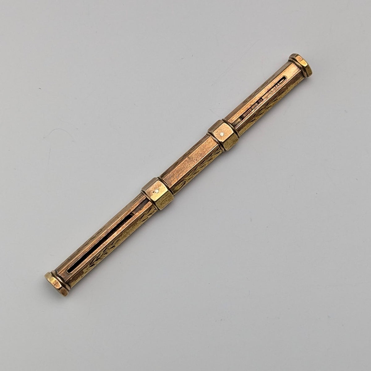 ヴィンテージ 金張り 推進式ペンシル＆つけペン 伸縮式96-121mm ヴィンテージ 金張り ペンシル＆つけペン 伸縮式96-121mm