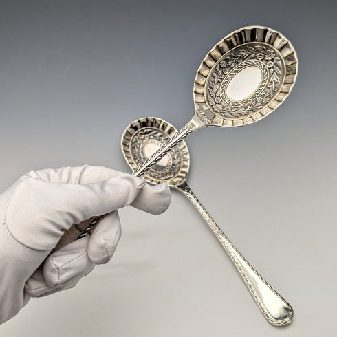 1916年 英国アンティーク シルバープレート製 サービングスプーンペア