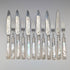 1900 British antique pure silver blades, mother of pearl handles, dessert cutlery set of 6, Atkin Brothers