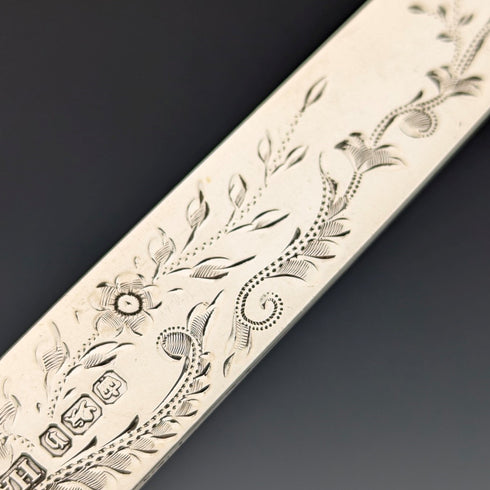 1900 British antique pure silver blades, mother of pearl handles, dessert cutlery set of 6, Atkin Brothers