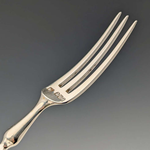 1900 British antique pure silver blades, mother of pearl handles, dessert cutlery set of 6, Atkin Brothers