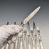 1900 British antique pure silver blades, mother of pearl handles, dessert cutlery set of 6, Atkin Brothers