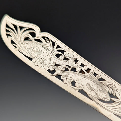 1860年頃 英国アンティーク 純銀ハンドル フィッシュカトラリー 6ペア Aaron Hadfield