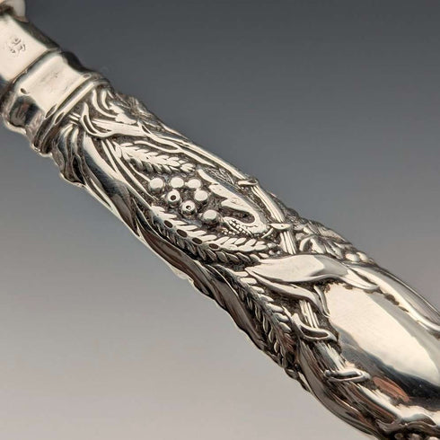 1840 British Antique Pure Silver Handle Fish Cutlery, 4 Pairs, William Sansom
