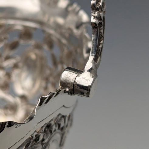 1896 年英國古董純銀耳環裝飾籃可移動手柄 159 克約翰圓形