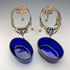 1880 British antique sterling silver footed dish pair with cobalt glass liner, Dobson & Sons