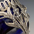 1880 British antique sterling silver footed dish pair with cobalt glass liner, Dobson & Sons