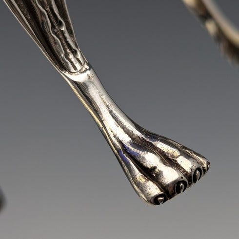 1880 年英國古董純銀高腳碟一對,帶有鈷玻璃內襯 Dobson&Sons