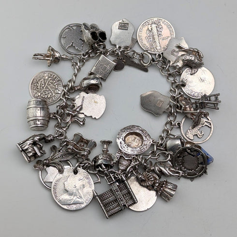 1970 年代英國復古純銀吊飾手鍊 68 克