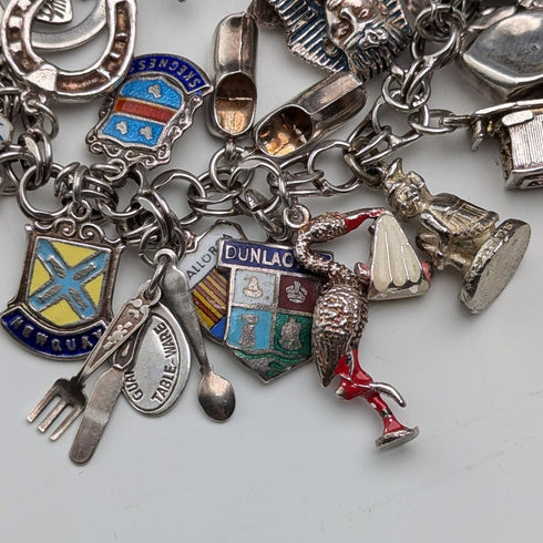 1970 年代英國復古純銀吊飾手鍊 89 克