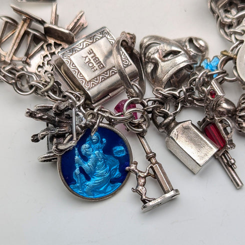 1970 年代英國復古純銀吊飾手鍊 89 克