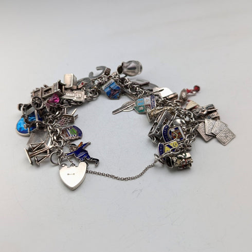 1970 年代英國復古純銀吊飾手鍊 89 克