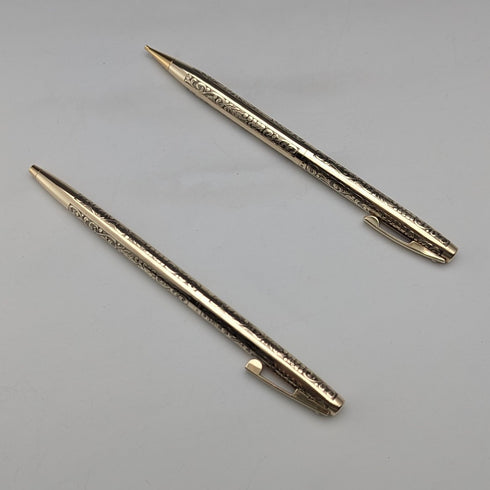 Vintage American Sheaffer 12K gold plated mechanical pencil and ballpoint pen set in case