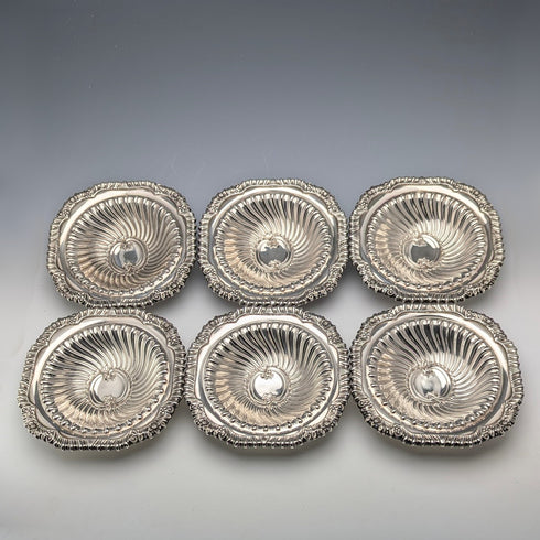 Set of 6 vintage British silver plate bowl dishes