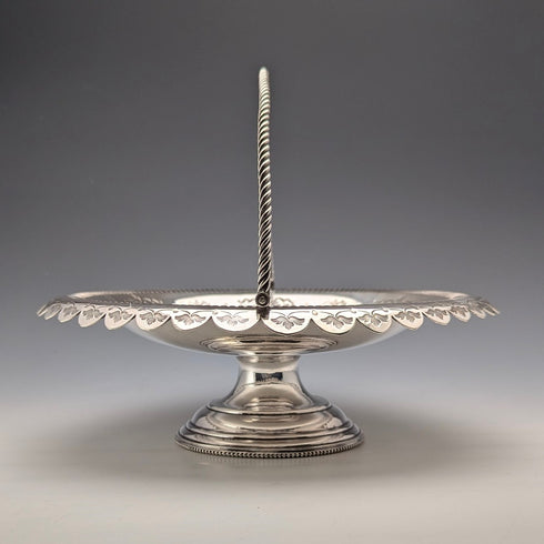 約 1900 年英國古董鍍銀籃子帶活動手柄 Roberts&Belk