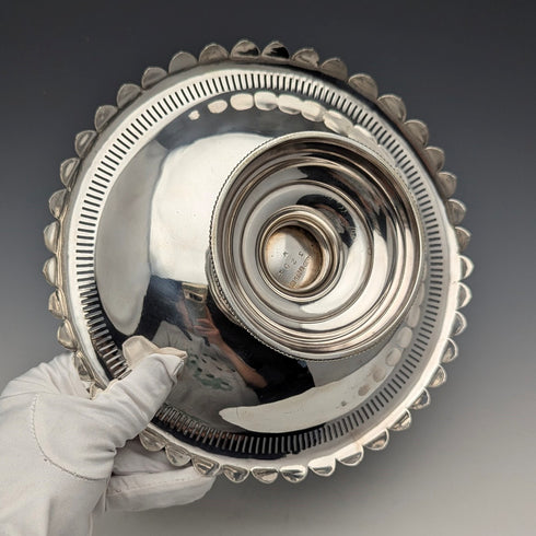 約 1900 年英國古董鍍銀籃子帶活動手柄 Roberts&Belk