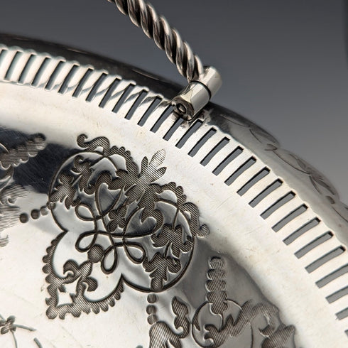 約 1900 年英國古董鍍銀籃子帶活動手柄 Roberts&Belk