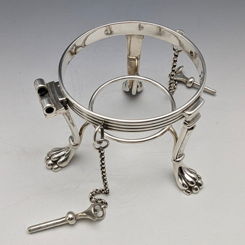 Circa 1875 British antique silver plate bachelor tea kettle set