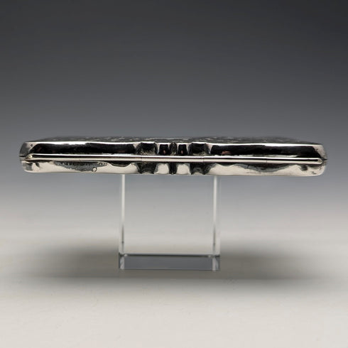 1901 British antique sterling silver double door card case 103g William Aitken